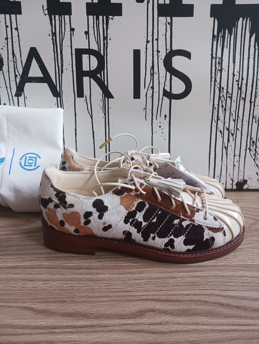 NWT Adidas Originals Dress Shoes Clot By Edison, Dyed Cow Fur, Size Men 6.5 - Picture 2 of 13